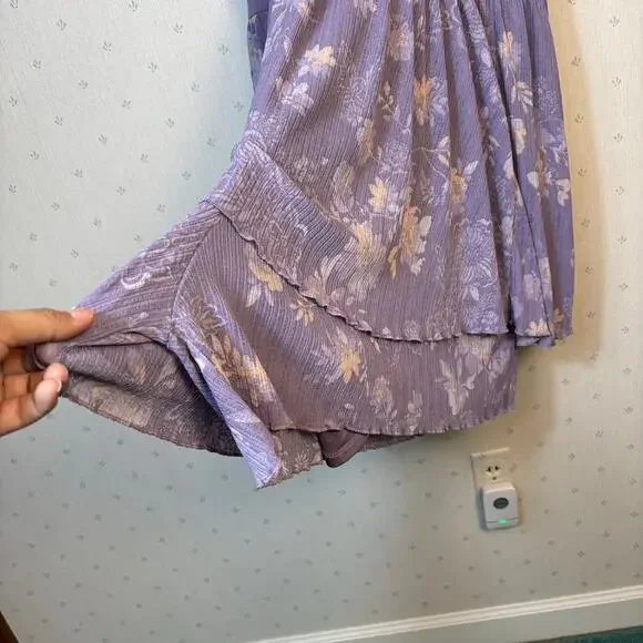 Torrid Double Flutter Sleeve Romper size 4X Floral Gauze Knit Whimsical Spring - Picture 7 of 13